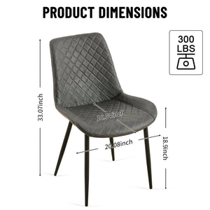 English Elm Dark Grey Leathaire Dining Chairs Set Of 2 - Stylish Mid-Century Modern Armless Metal Leg Chairs W1164P225826