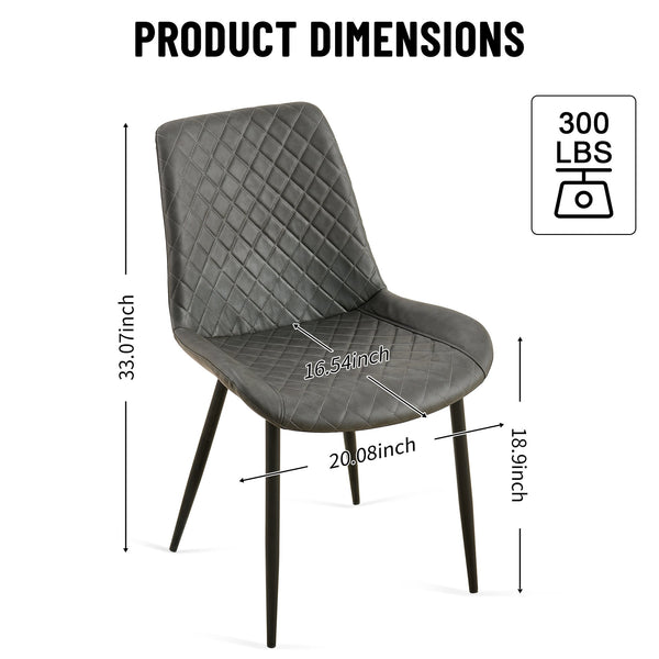 English Elm Dark Grey Leathaire Dining Chairs Set Of 2 - Stylish Mid-Century Modern Armless Metal Leg Chairs W1164P225826