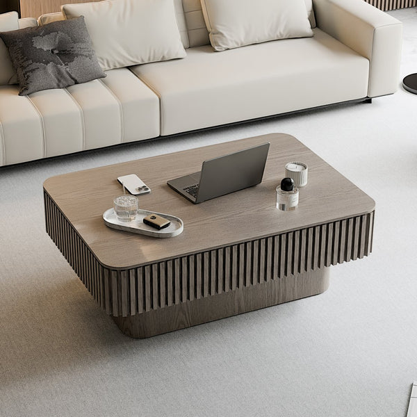 English Elm 38.6'' Fluted Lift Top Coffee Table Wood Veneer Hidden Storage Modern Living Room W1435P337635