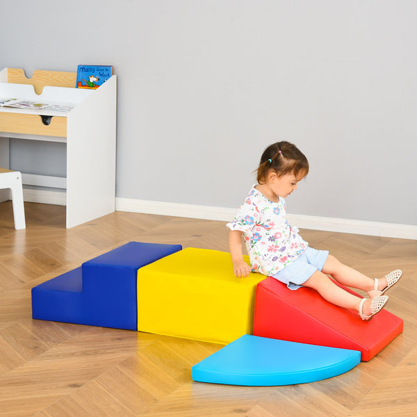 English Elm Qaba Modular Foam Climbing Set for Toddlers with Soft Pu Leather Wipe Clean Blocks W2225P200410