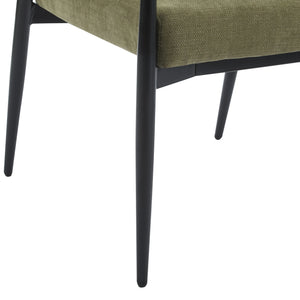 English Elm Christopher Knight Home® - Nora Mid-Century Dining Arm Chair with Foam-Padded High Back, Textured Fabric & Sturdy Metal Legs Black,Olive Green 30.7 L x 25.2 W x 19.7 H N776P272040G