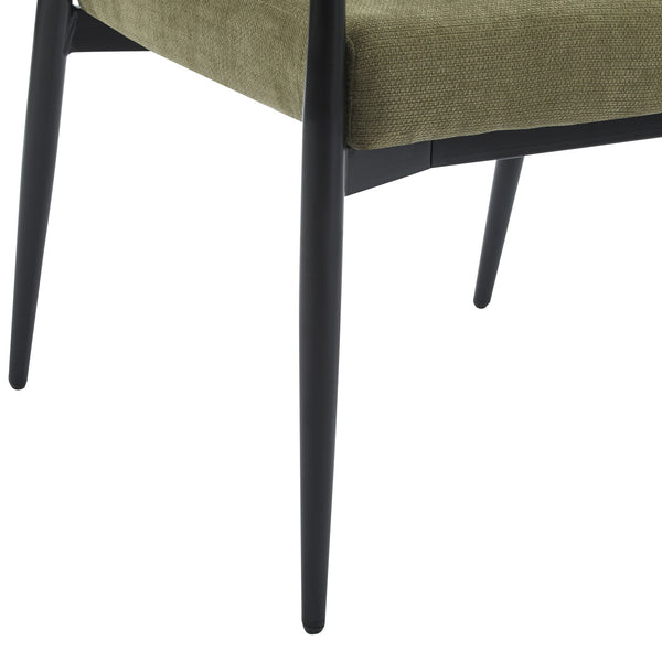 English Elm Christopher Knight Home® - Nora Mid-Century Dining Arm Chair with Foam-Padded High Back, Textured Fabric & Sturdy Metal Legs Black,Olive Green 30.7 L x 25.2 W x 19.7 H N776P272040G