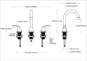 English Elm Bathroom Widespread Faucet Matte Black Dual Handle with Swivel Spout Supply Lines B2724P500132