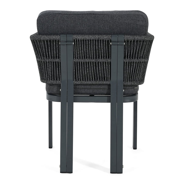 English Elm Outdoor Woven Rattan Aluminum Dining Chairs Set of 2 Coastal Patio Seating Grey N779P368549G