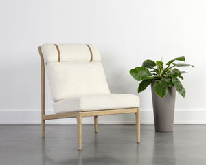Sunpan ELANOR Lounge Chair - Plush Altro White Upholstery on Light Oak Frame for Stylish Comfort & Elegance 110042