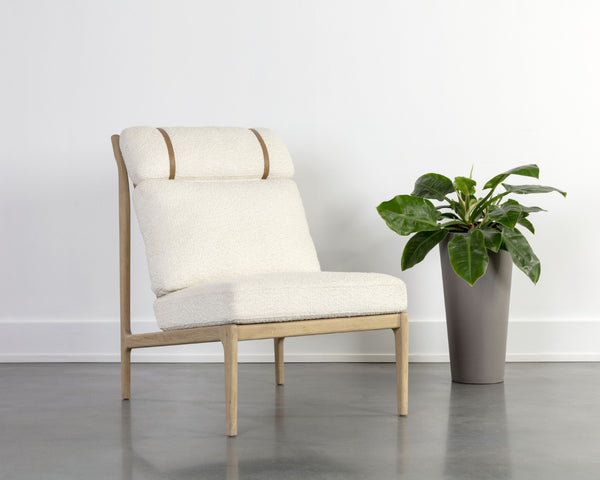 Sunpan ELANOR Lounge Chair - Plush Altro White Upholstery on Light Oak Frame for Stylish Comfort & Elegance 110042
