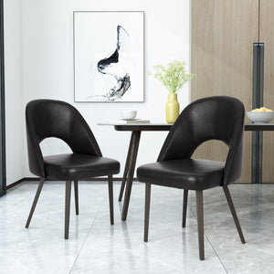 Christopher Knight Home® - Noble House - Abbeville Contemporary Open Back Dining Chairs, Midnight Black And Gun Metal - Set Of 2