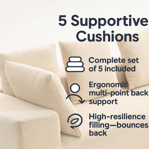 English Elm Full Foam Modular L-shaped Sectional Sofa Flannelette Upholstered with Five Throw Pillows W3326S00022