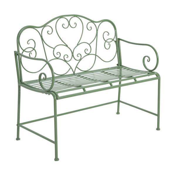 English Elm Christopher Knight Home® - Sunnydaze Iron Garden Bench with 41" Spacious Seating for Two, Timeless Elegant Outdoor Seating Design Matte Green N775P206861G