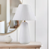 INK+IVY Veluna Modern/Contemporary Textured Ceramic Table Lamp with Fluted Fabric Shade II153-0162 White