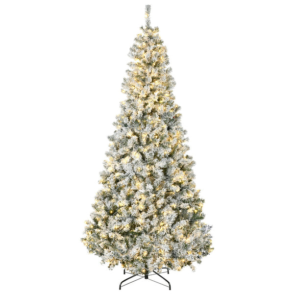 English Elm Homcom 7.5Ft Prelit Snow-Flocked Christmas Tree With 500 Warm Led Lights & Easy Auto-Open Design W2225P229678