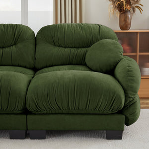 English Elm Pleated Chenille Sectional Sofa with Ergonomic Foam Sculptural Curved Armrests Living Room Green W5656S00050