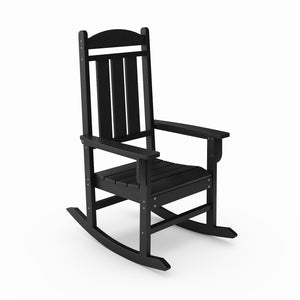 English Elm Beige Hdpe Poly Lumber Porch Rocking Chair with High Back for Outdoor Patio Use Black B195P198773