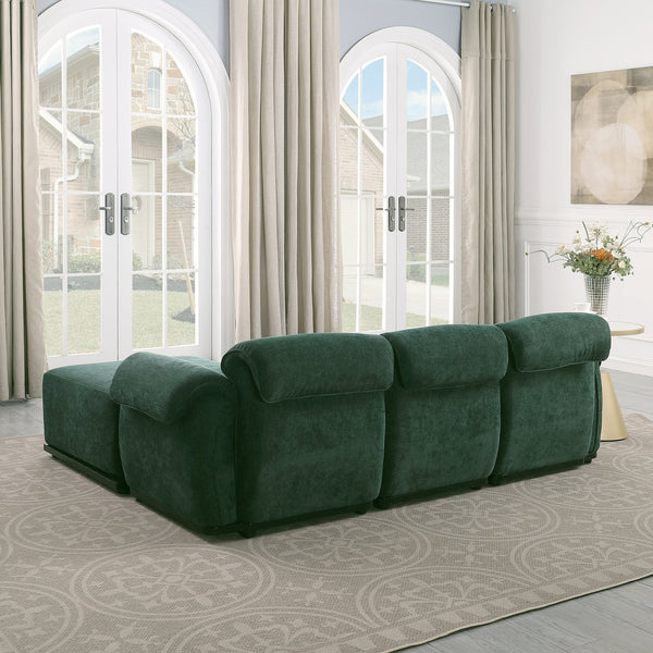 English Elm 102 Inch Linen Modular Sectional Sofa with Hidden Storage and Cloud Cushion Comfort Green W1099S00198
