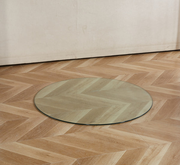 English Elm Tempered Glass Square Tabletop 90cm Clear Contemporary Surface for Dining or Office W234P192019