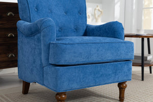 English Elm Accent Light Blue Chenille Club Chair with Ergonomic Curved Back, Removable Cushions, 300lb Capacity W3042P390762