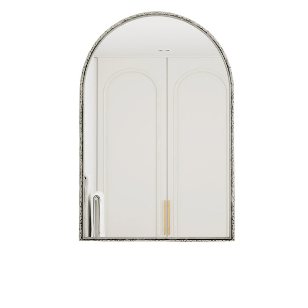 English Elm Arched Decorative Wall Mirror for Bathroom Vanity and Entryway — Elegant Arch Design for Living Room Bedroom Silver W757P251825