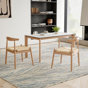 English Elm Weave Dining Chairs Set Of 2 - Stylish Mid-Century Modern Oak Frame & Handwoven Seat For Any Room T3623P371952-GIGA