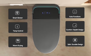 English Elm Unique Intelligent One Piece Toilet with Bidet Warm Air Dryer and Auto Sensor Seat Gray W3133P476382