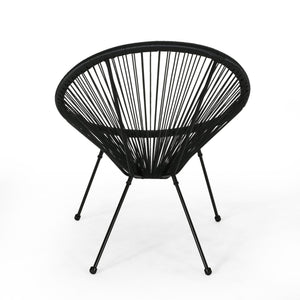 English Elm Anson Outdoor Accent Chairs Set of 2 Woven Rattan Basket Seat Patio Lounge Pair Black N773P404950B