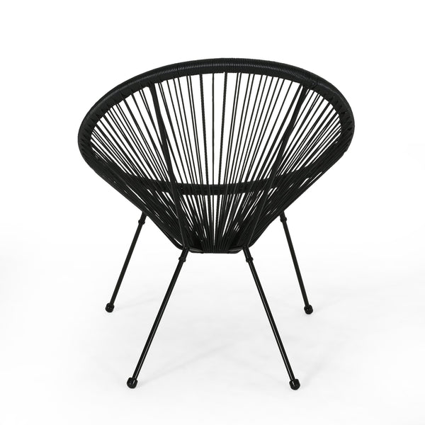 English Elm Anson Outdoor Accent Chairs Set of 2 Woven Rattan Basket Seat Patio Lounge Pair Black N773P404950B