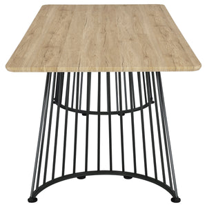 English Elm Galahan Oak Grain Rectangular Table with Twisted Gunmetal Pedestals Seats Eight B062S01395