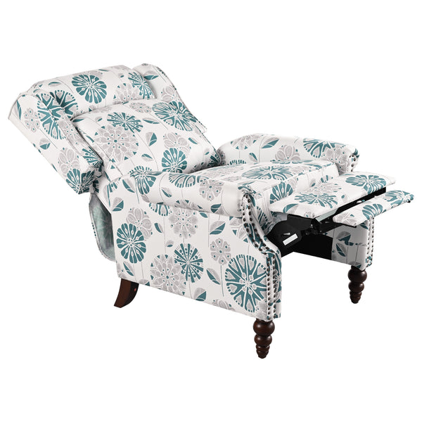 English Elm Christopher Knight Home® - 29.75" Push Back Recliner Chair with Wingback Design, Gourd Wooden Legs, Polyester Upholstery, Cozy Comfort White N763P201072Z