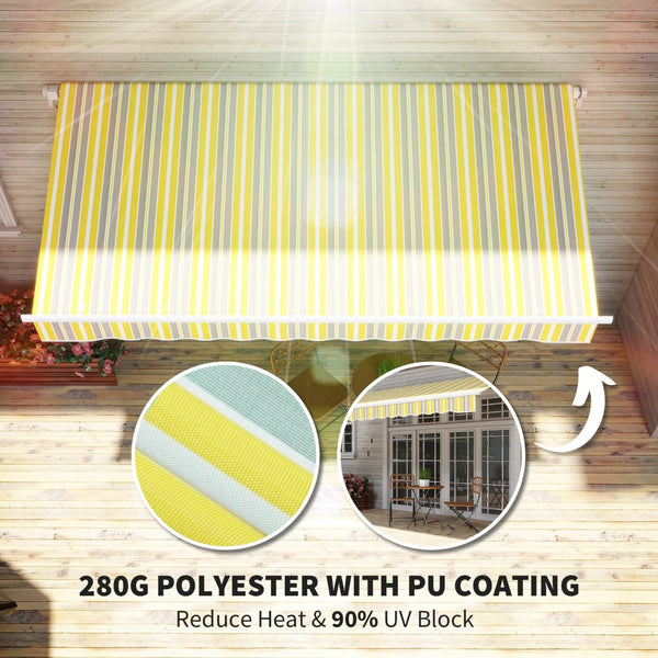 English Elm Outsunny 12' X 10' Retractable Awning – Stylish Sun Shade Shelter With Durable Uv-Resistant Fabric! W2225P217466-GIGA