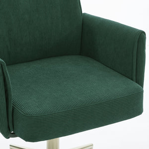 English Elm Mid-back Striped Fabric Office Chair with Gold Base Ergonomic Memory Foam Lumbar Green W2311P420442