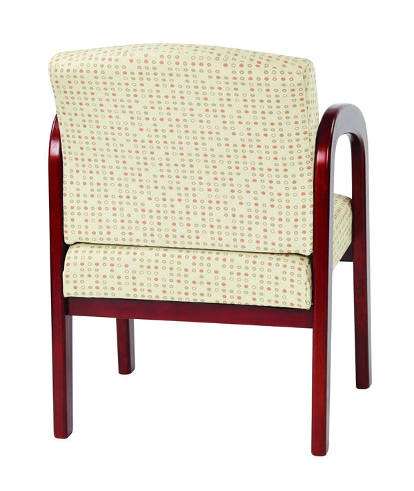 OSP Home Furnishings Cherry Finish Solid Wood Visitor Chair with Lumbar Support for Office or Reception Areas WD387-K100