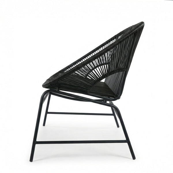 English Elm Condessa Outdoor Pe Rattan Loveseat Iron Frame Weather Resistant Patio Seating Black N775P423051B