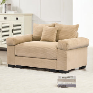 English Elm 54.3" Oversized Cloud Modular Sectional Couch - Plush Corduroy, Ergonomic Design, Easy Assembly & Versatile W714S01299