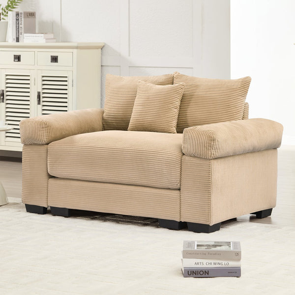 English Elm 54.3" Oversized Cloud Modular Sectional Couch - Plush Corduroy, Ergonomic Design, Easy Assembly & Versatile W714S01299