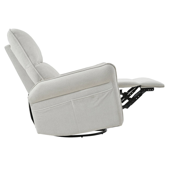English Elm 360° Swivel Rocker Recliner Chair with Pull-Ring Recline, 360° Swivel, Rocking Comfort for Living Spaces Gray W1028S00049