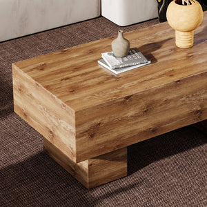 English Elm This modern rectangular coffee table with wood texture MDF, 300 lb capacity, easy 10-15 min assembly W1151P271517