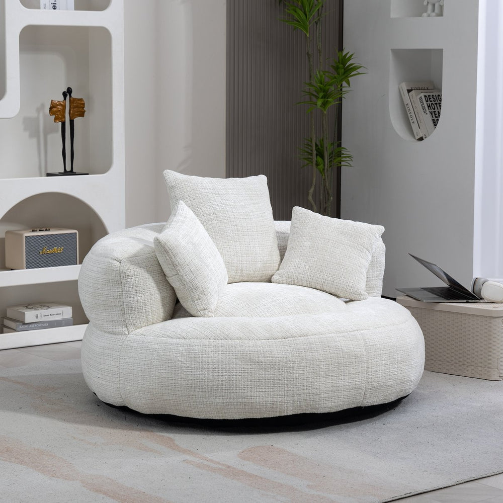 English Elm Lazy Sofa Oversized Ergonomic Bean Bag Lounger with High Wrap Back, Plush Chenille Foam Comfort for Living Room, Bedroom, Office Beige W395P252048
