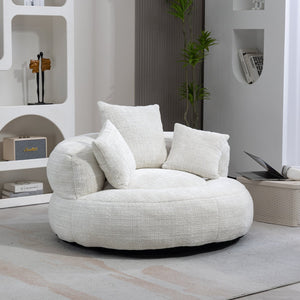 English Elm Lazy Sofa Oversized Ergonomic Bean Bag Lounger with High Wrap Back, Plush Chenille Foam Comfort for Living Room, Bedroom, Office Beige W395P252048