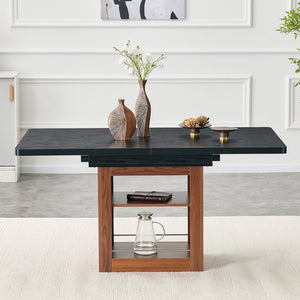 English Elm An Extendable Mdf Dining Table with Open Shelf Storage Seats up to Eight Black,Walnut W1151S04668