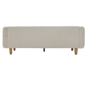 English Elm Modern Boucle Three Seat Sofa with Rubberwood Legs Pocket Spring Support Living Room Oatmeal N763P403678D