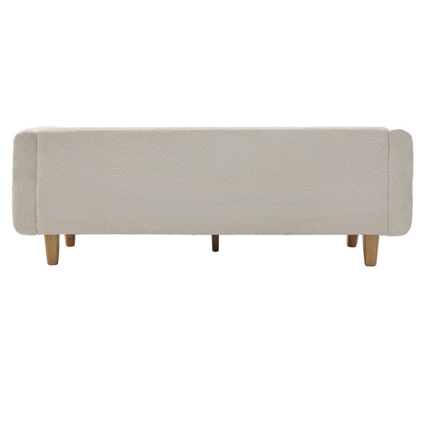 English Elm Modern Boucle Three Seat Sofa with Rubberwood Legs Pocket Spring Support Living Room Oatmeal N763P403678D