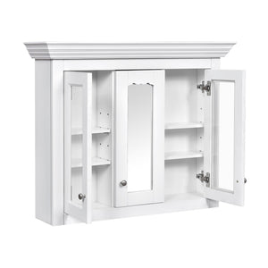 English Elm 35" Bathroom Medicine Cabinet with Mirror — 5 Adjustable Shelves, Wall-Mounted Storage, Modern White Elegance N710P264306K
