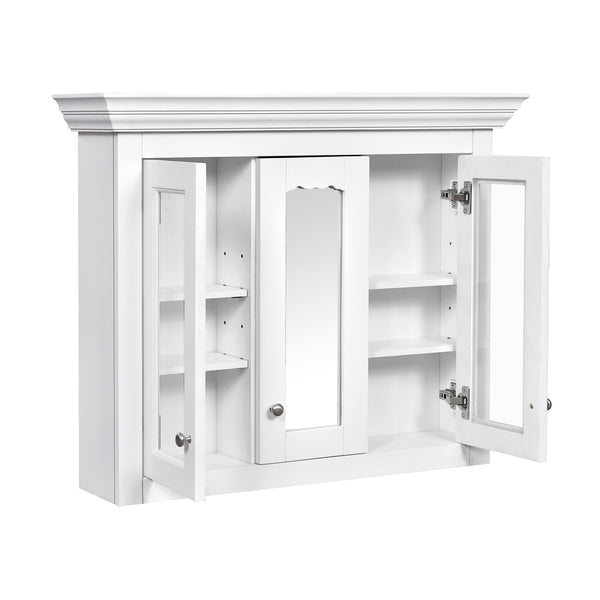 English Elm 35" Bathroom Medicine Cabinet with Mirror — 5 Adjustable Shelves, Wall-Mounted Storage, Modern White Elegance N710P264306K