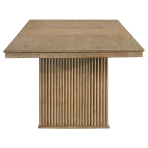 English Elm Dreydon Reeded Rubberwood Extendable Dining Set Seats Six in Farmhouse Style B062S01781