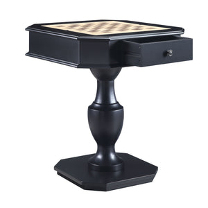 English Elm Galini Reversible Game Table in Black Finish with Storage Drawers, Pedestal Base, Durable Wood MDF B2726P269304