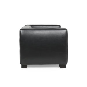 English Elm Christopher Knight Home® - CLUB Chair with Tuxedo Silhouette, Faux Leather Upholstery and Bold Birch Wood Legs for Comfort Black 31.75 L x 24.5 W x 22.5 H 71800.00MDNT