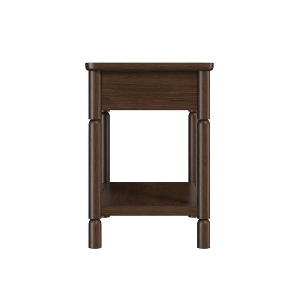 A.R.T. Furniture Verge Nightstand with Open Shelf & Smooth-Gliding Drawer - Modern Dark Wood Bedside Storage Solution 337140-1960