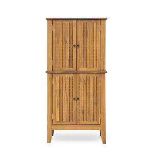 English Elm Christopher Knight Home® - Kedzie Teak Acacia Wood Cabinet with Slatted Coastal Farmhouse Design, Weather‑Resistant Storage (44.5") N775P251936T