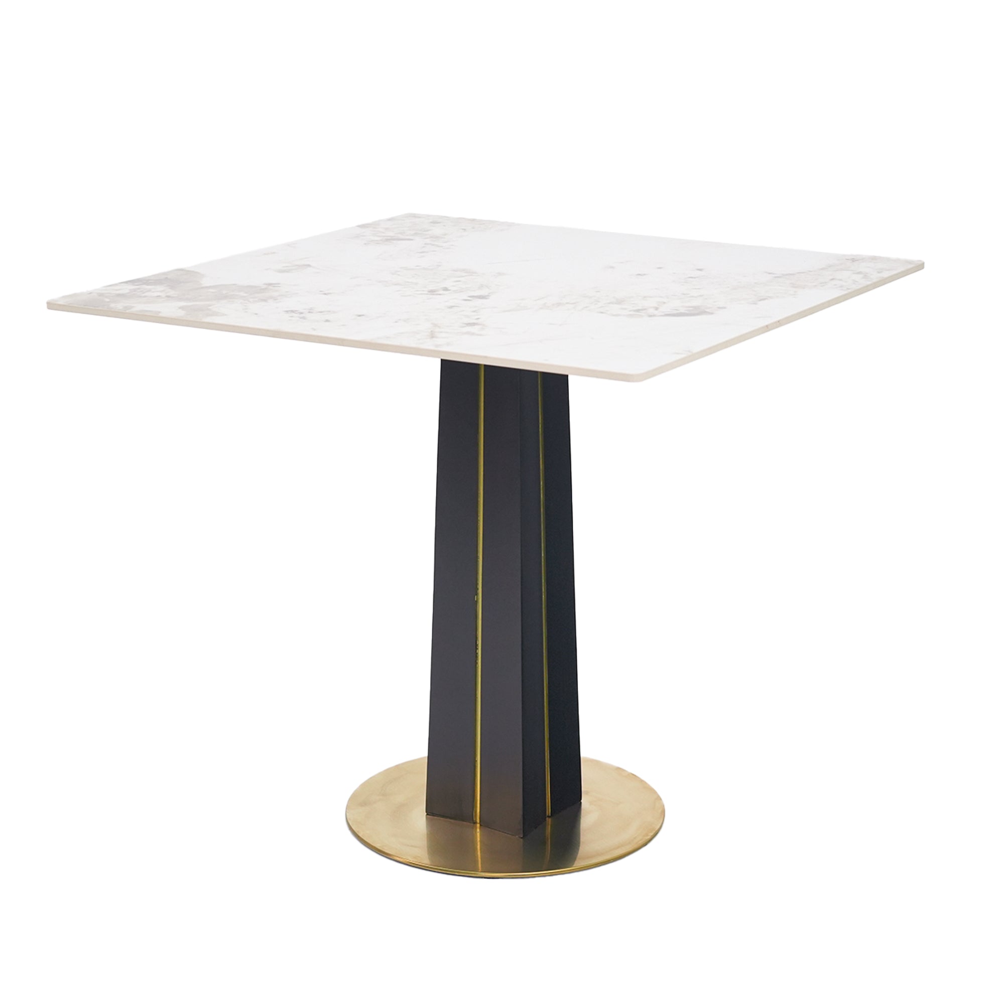 Modern Square Negotiation Table - Elegant White Sintered Stone Top Wit