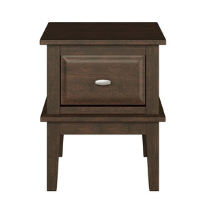 English Elm Transitional Cherry Finish Birch Veneer End Table with Dovetail Drawer and Nickel Hardware B011P459301