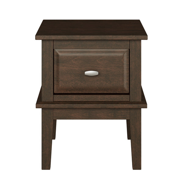 English Elm Transitional Cherry Finish Birch Veneer End Table with Dovetail Drawer and Nickel Hardware B011P459301